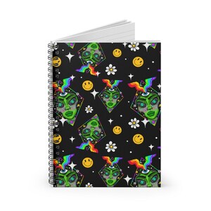 Alien babe notebook Spiral notebooks | Cute, aesthetic journal, alien notebook, alien art, alien stationery, trippy notebooks image 2