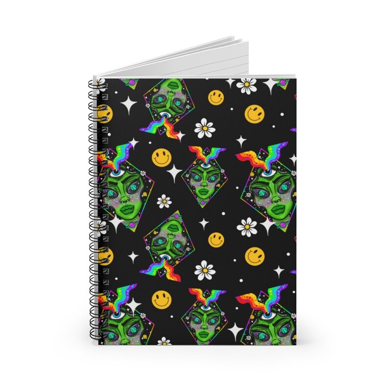 Alien babe notebook Spiral notebooks | Cute, aesthetic journal, alien notebook, alien art, alien stationery, trippy notebooks image 2