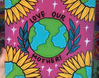 Love our Mother Earth flower painting