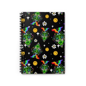 Alien babe notebook Spiral notebooks | Cute, aesthetic journal, alien notebook, alien art, alien stationery, trippy notebooks image 1