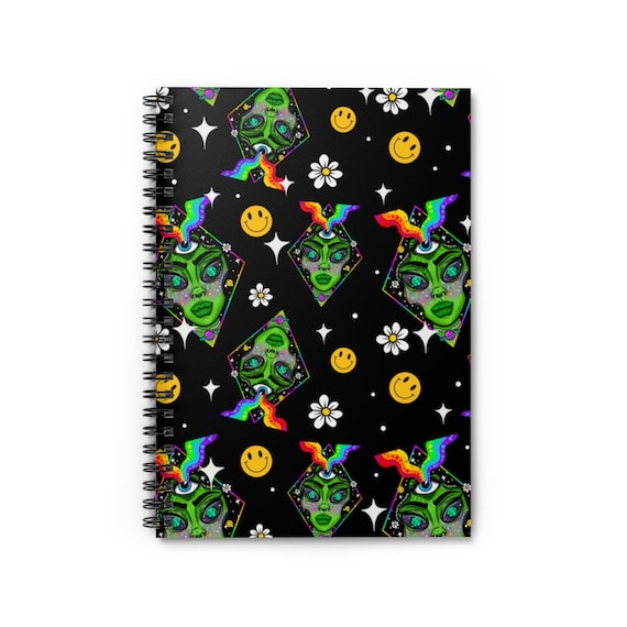 Alien babe notebook Spiral notebooks | Cute, aesthetic journal, alien notebook, alien art, alien stationery, trippy notebooks