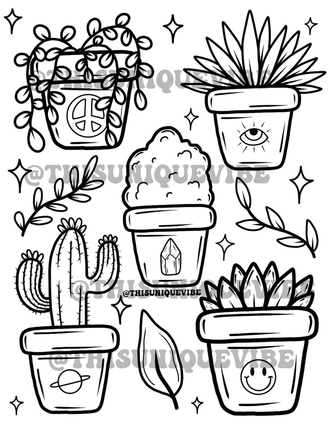 Plant Babies Coloring Page Adult Coloring Page, Coloring Book, Trippy ...