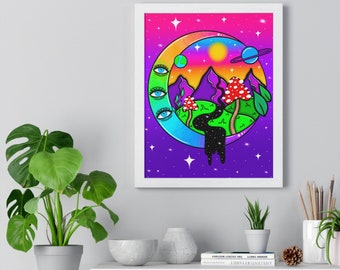 life on the moon Print | trippy prints, trippy art, trippy wall art, hippie decor, trippy decor, groovy, psychedelic wall art
