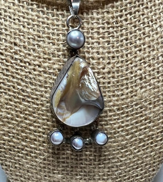 BLISTER PEARL PENDANT.  White Center Blister Pear… - image 1