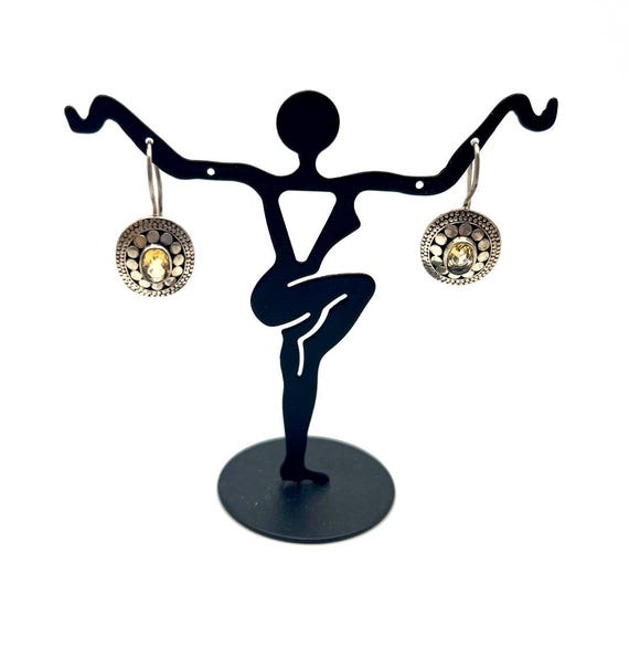 CITRINE DISK EARRINGS.  Solid Silver.  Native Ame… - image 4