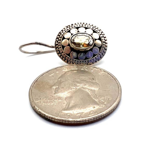 CITRINE DISK EARRINGS.  Solid Silver.  Native Ame… - image 3