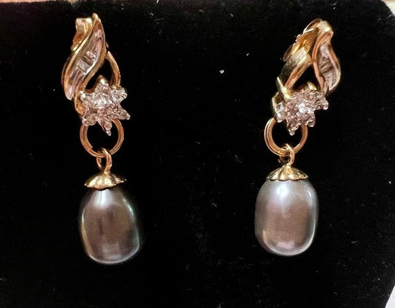 CLASSY TAHITIAN PEARL and Diamond Drop Earrings. … - image 2