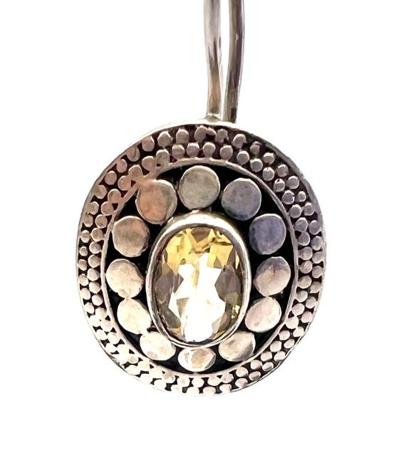 CITRINE DISK EARRINGS.  Solid Silver.  Native Ame… - image 2