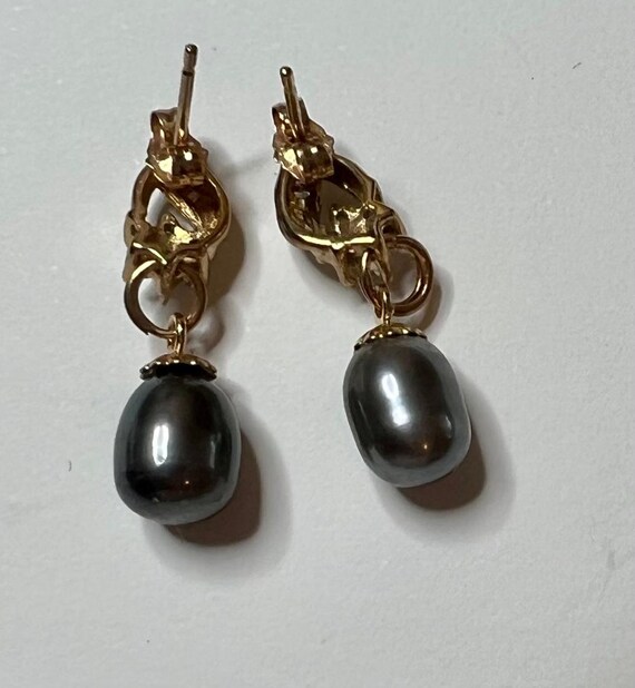 CLASSY TAHITIAN PEARL and Diamond Drop Earrings. … - image 3