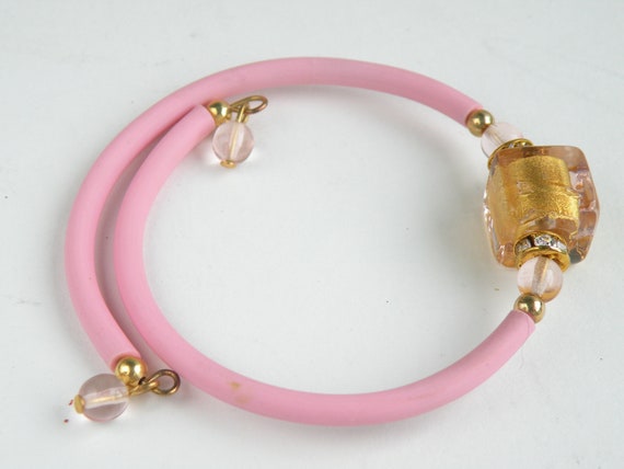 Italian Stretch Bracelet with Murano Glass, 24 Kt… - image 2