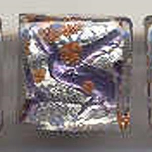 Purple Ink Murano Glass Venetian Beads, 17x17mm Bombata Domed Squares with White Gold Foil, Aventurina, Crystal Clear Murano Glass Outside