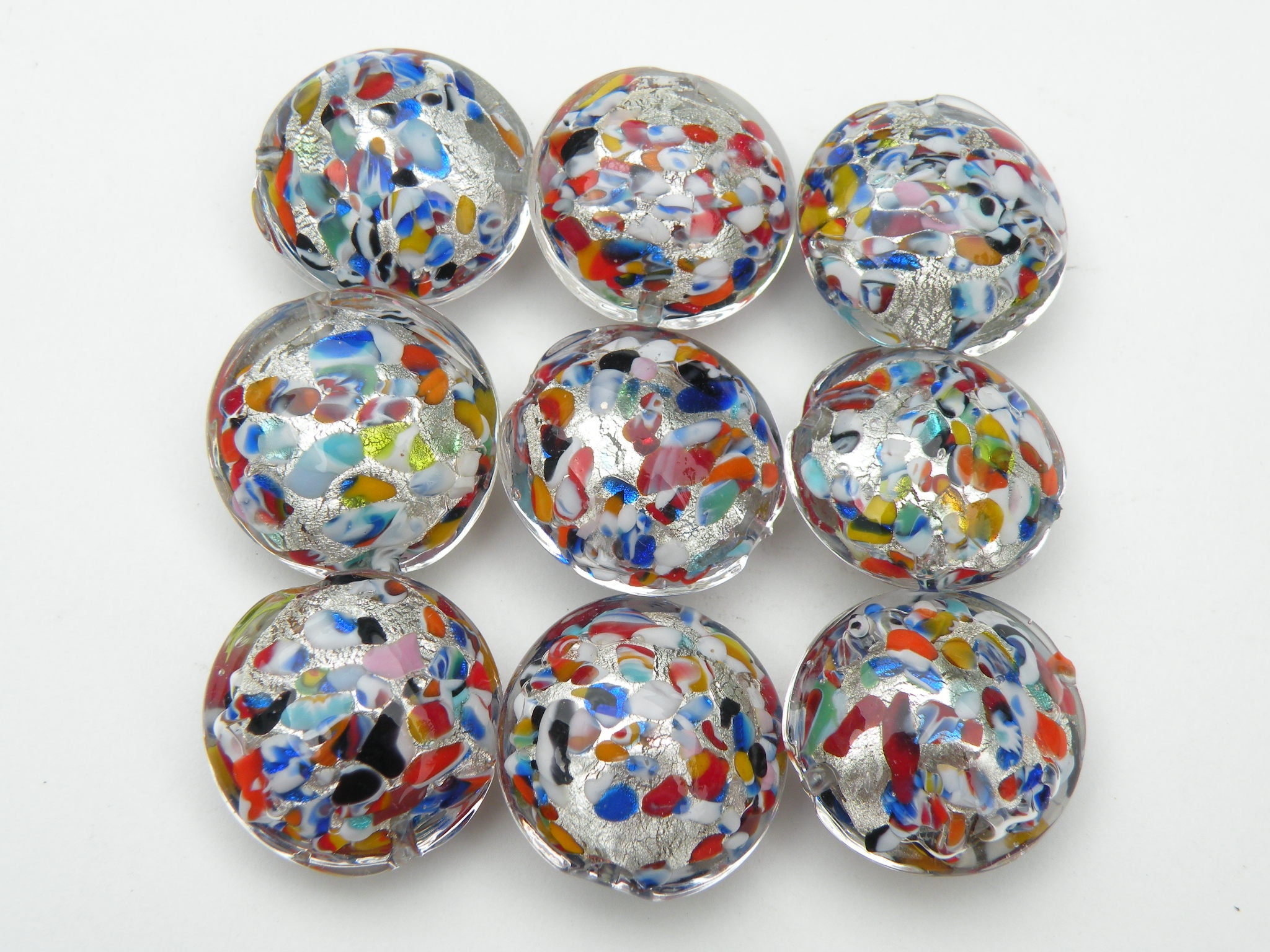 White Gold Beads 14mm Round Ball Murano Glass Bead in Multicolor Venetian  Bead Klimt Style Bead for Craft Jewelry 