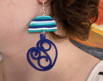 Polymer Clay Ohrringe, leichte, Statement Ohrringe, Ocean Vibes