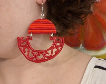 Cinco de Mayo Vibes, Polymer Clay Ohrringe, leichte Ohrringe, rot