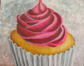 Cupcake Acrylbild, realistische Malerei