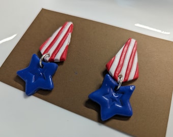 Fimo 4th of Juli Ohrstecker Statement Ohrringe