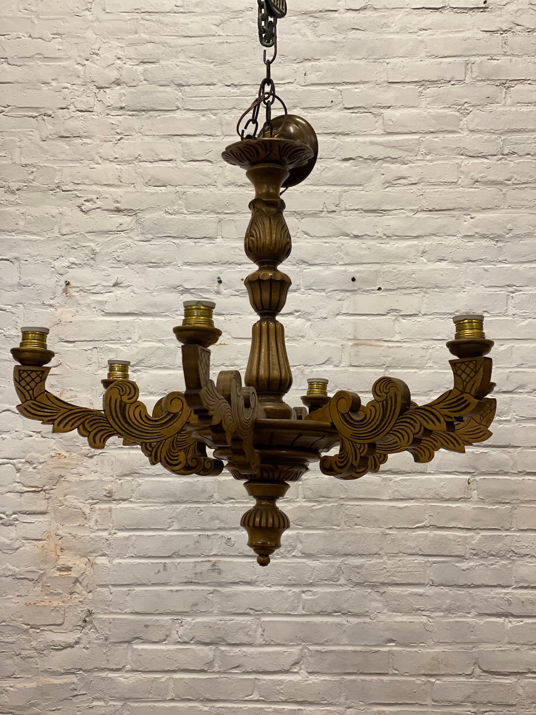 Antique Hand Carved French Wood Chandelier - Etsy