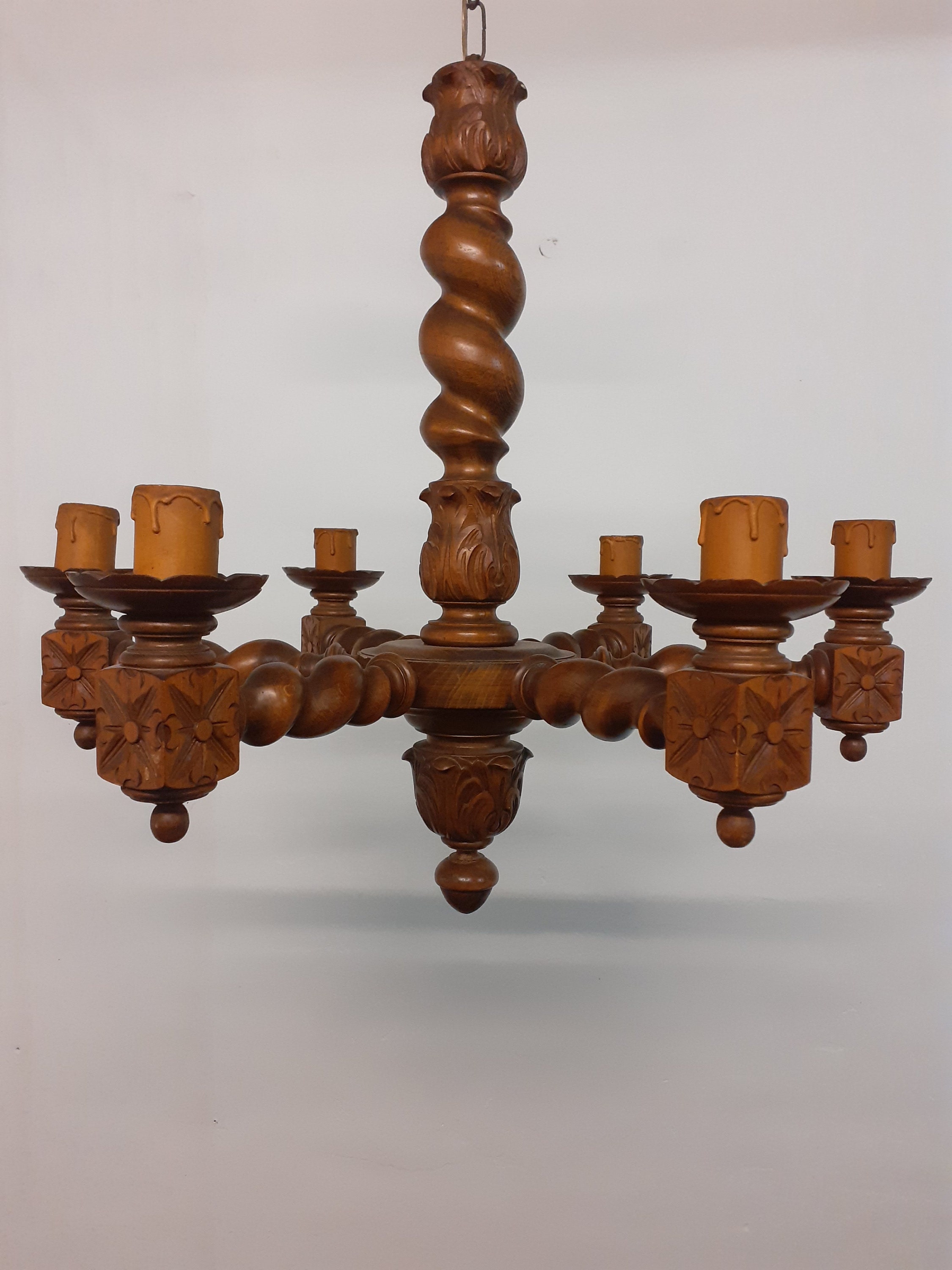 Antique Hand Carved French Wooden Chandelier - Etsy