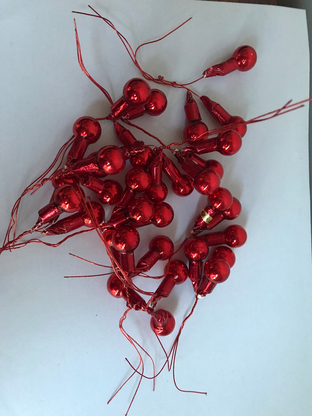 Red Vintage Christmas Mercury Glass Beads Picks Pics Perfect for Gift