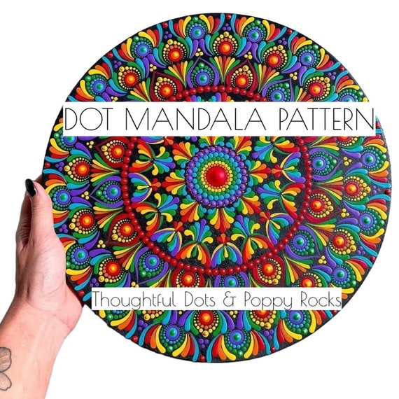 SWOOSHY RAINBOW Dot Mandala Pattern 