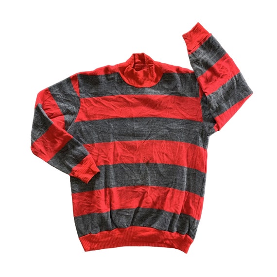 Vintage 1990s Striped Turtleneck Sweatshirt size … - image 1
