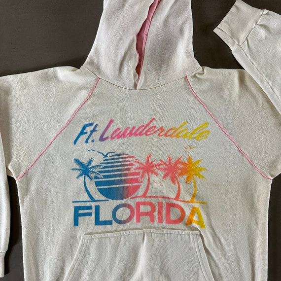 Vintage 1980s Florida Hooded Sweatshirt size Medi… - image 2