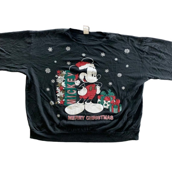 Vintage 1990s Mickey Christmas Sweatshirt size OS… - image 1