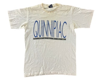 Vintage 1990s Quinnipiac College White T-shirt size Medium