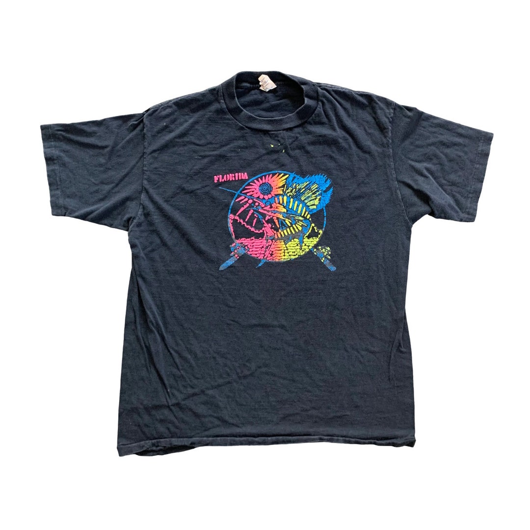T-shirt Vintage Floride Années 80 - Taille XL, Couleur Orange, Occasion Très Bon état