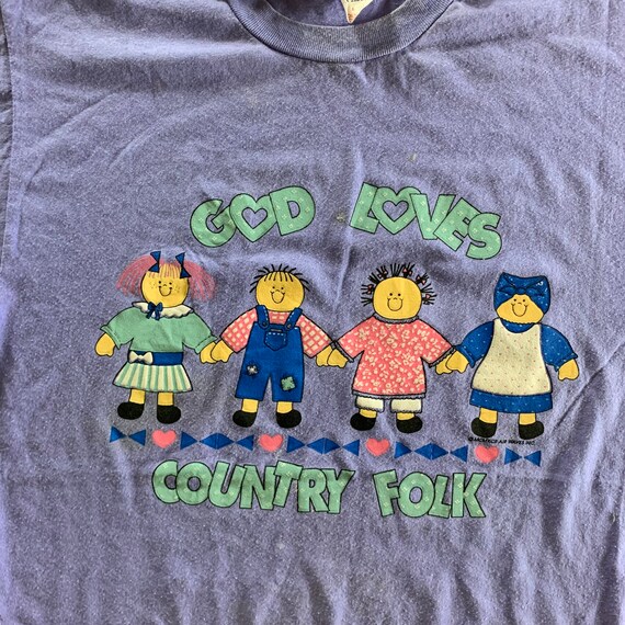 Vintage 1990s GOD Loves Country Folks T-shirt siz… - image 2