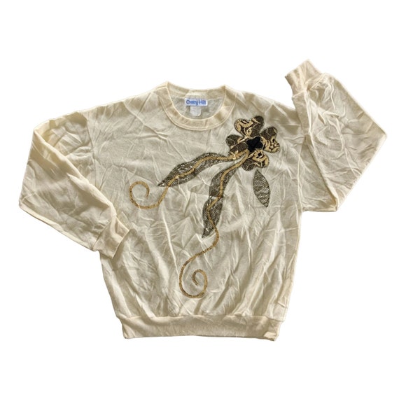 Vintage 1990s Gold Sequin Sweatshirt size Small - image 1