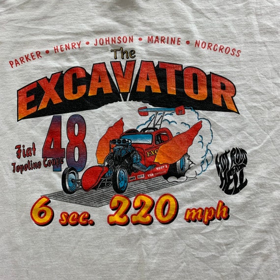 Vintage 1990s Excavator Hot Rod T-shirt size XL - image 2