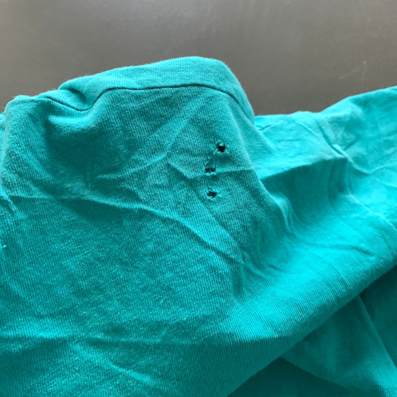 Vintage 1980s Sea Green Pocket Blank T-shirt size… - image 2