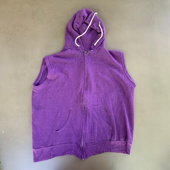 purple sleeveless hoodie