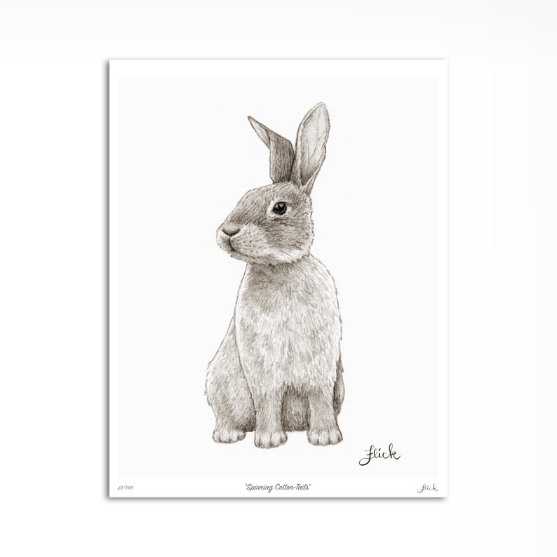 Rabbit Art Print / Bunny Artwork Illustration / Rabbit Lover Etsy