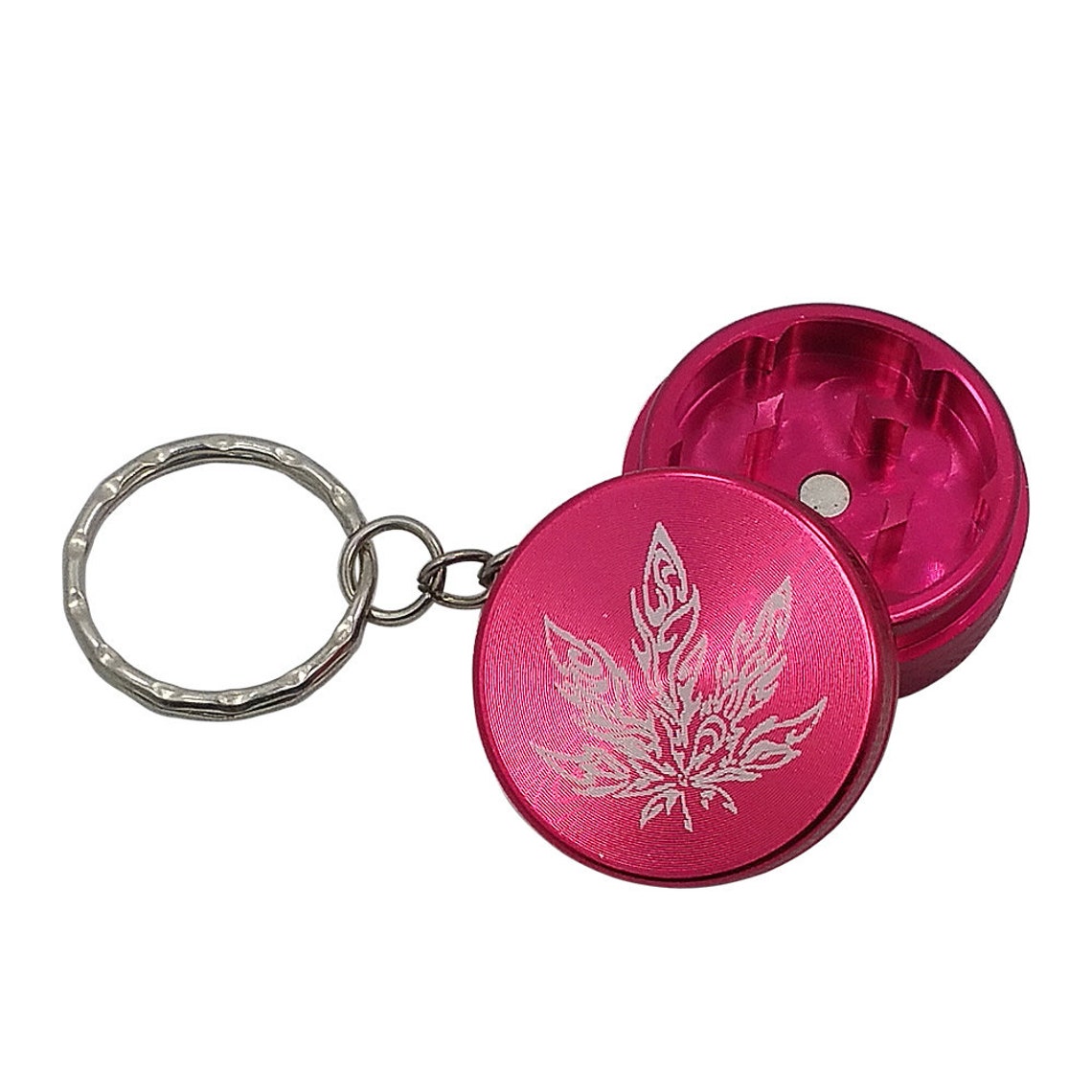 Tribal Cannabis Leaf Mini Keychain Herb Grinder Etsy
