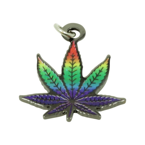 Rainbow Marijuana Leaf Charms