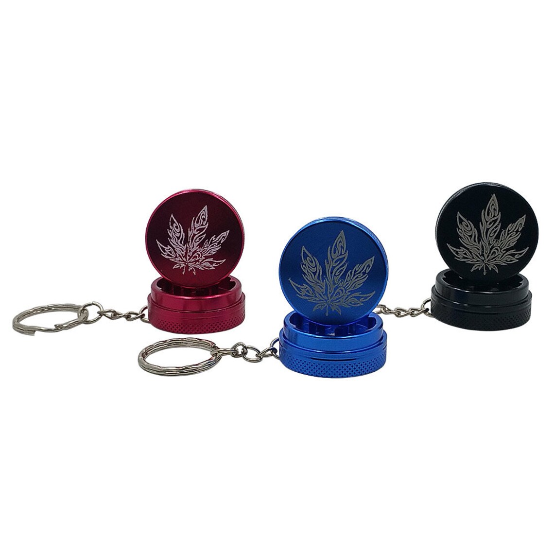 Tribal Cannabis Leaf Mini Keychain Herb Grinder Etsy
