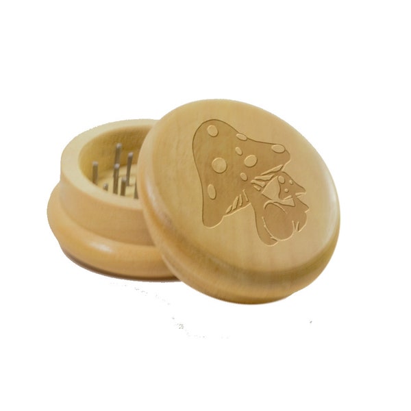 Mushroom 2.5" Wooden Herb Grinder - Dark Color