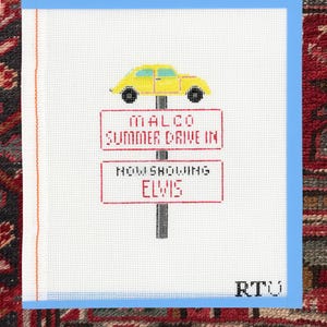 Memphis Malco Summer Drive In Needlepoint 18 Mesh Canvas
