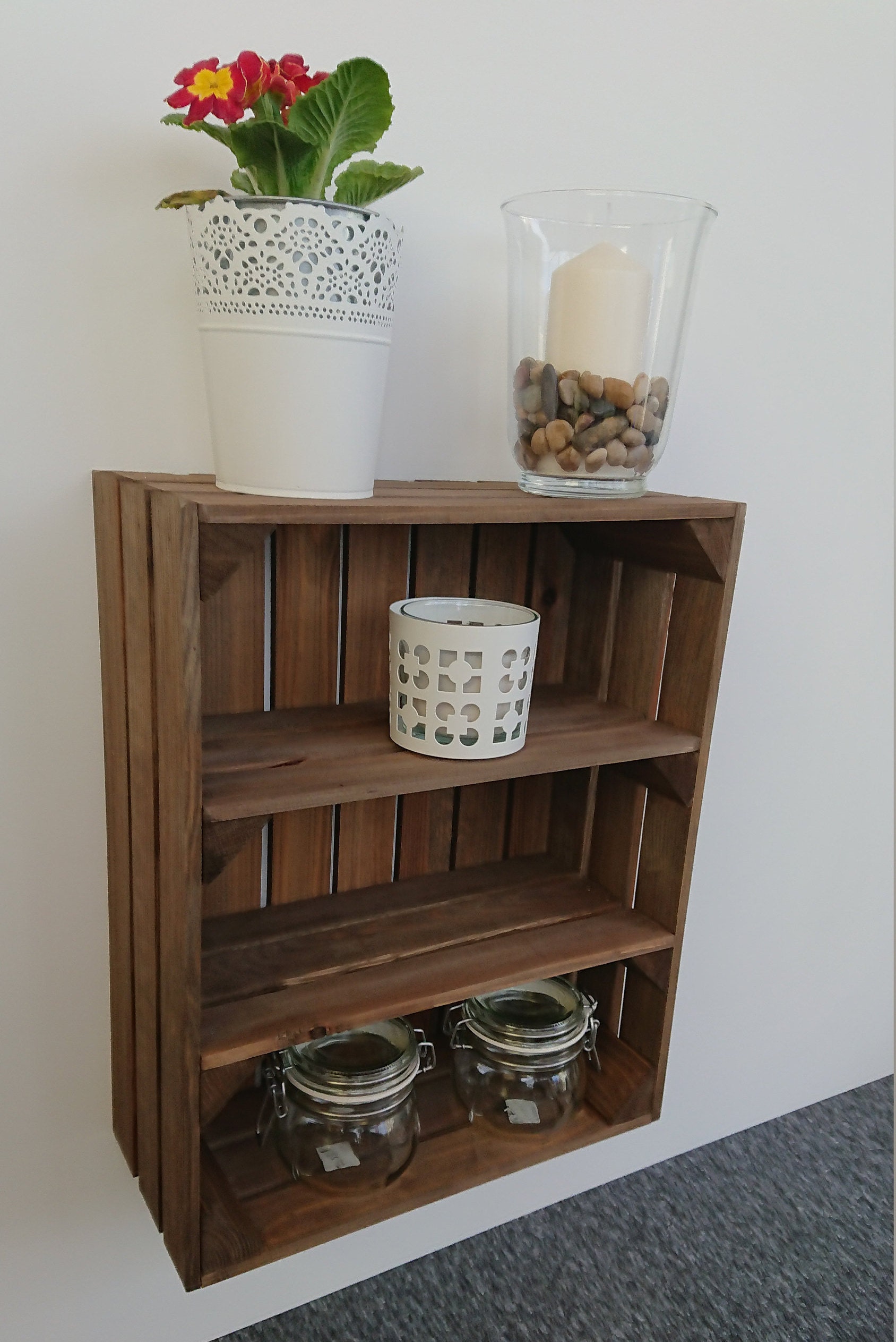 Large Wooden Apple Crate Vintage Style Handmade Display Unit Brown 0