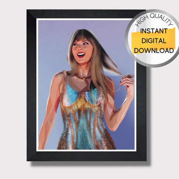Taylor Swift Fan Art, Digital Download Wall Decor Print, Printable Original Hand Drawn Artwork, Swiftie Gift, IMMEDIATE DIGITAL DOWNLOAD