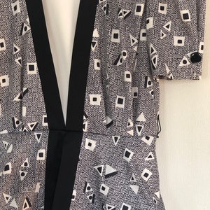 1980s Edgy Black and White Secretary Dress with Peplum