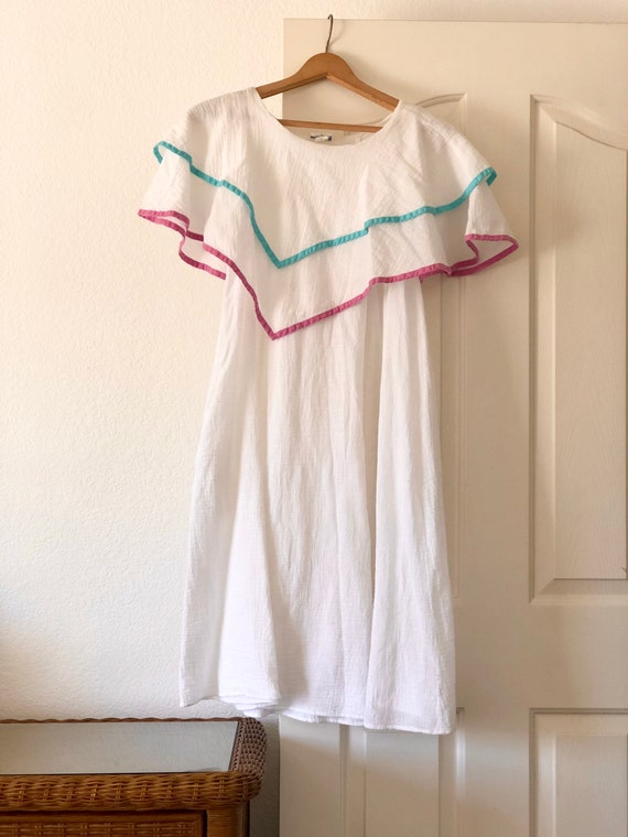 White Linen Vintage Swimsuit Coverup Dress - image 5