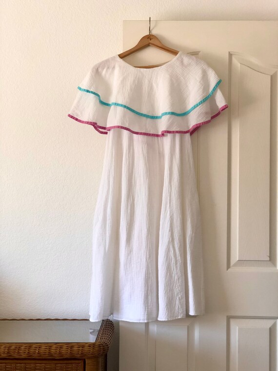 White Linen Vintage Swimsuit Coverup Dress - image 6