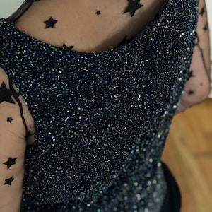 JKARA Navy Beaded Long Evening Dress