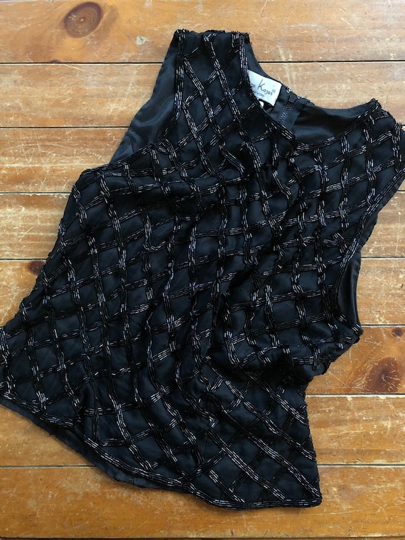 Vintage black beaded blouse Gem