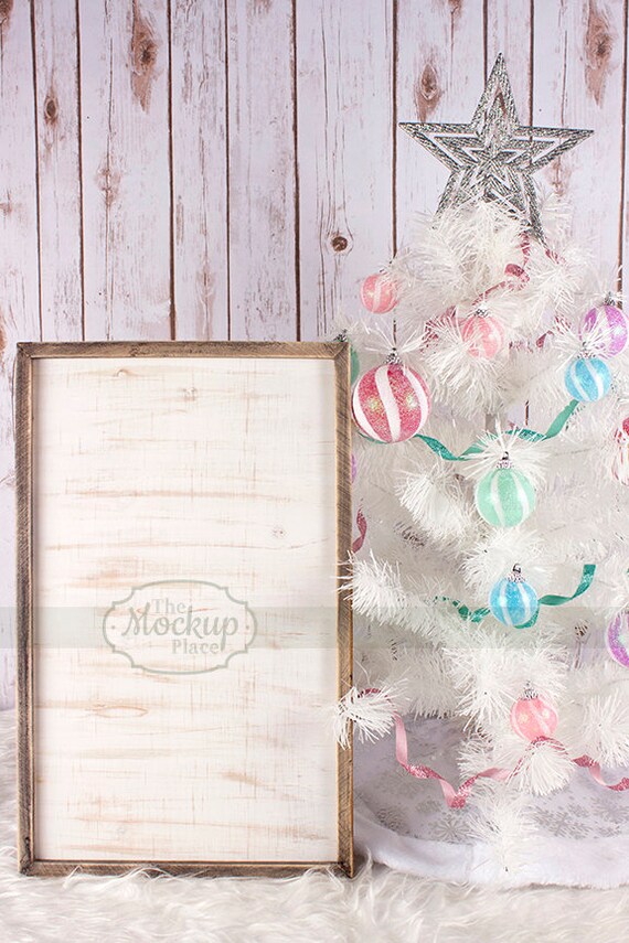 Cabdy Christmas Mockup Wood Sign White Christmas