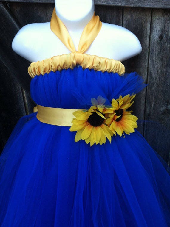 blue and yellow dress for wedding