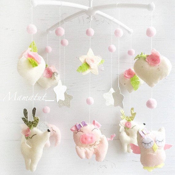 pink mobile for crib